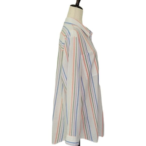 Lands' End Striped Cotton Linen Blend Long Sleeve Half Button Down Tunic Size XL - Picture 2 of 7